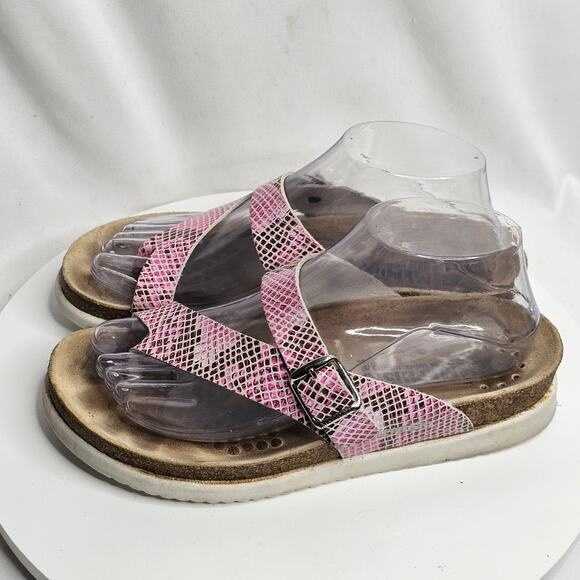Mephisto Fushia Pink Thong Sandal Leather & Cork Foot Bed Air Relax Size 8/38 - Picture 1 of 8